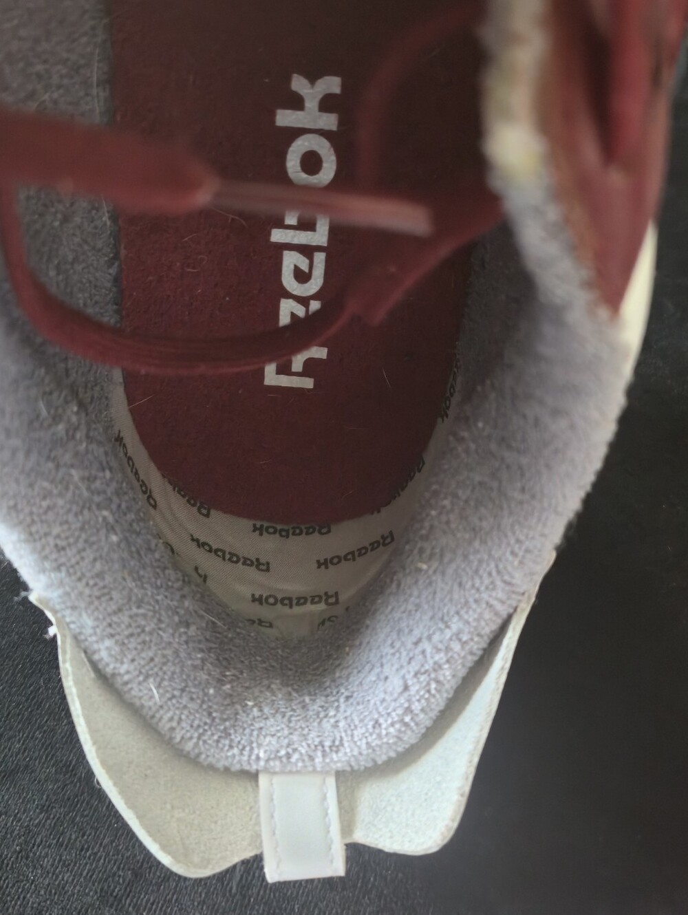 Reebok Men's Classic White and Burgundy Leather Sneakers - Picture 6 of 9